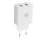 Блок пит USB сетевой  BY Double 10Вт, 2xUSB, 2А, 5В,110-240В, 50-60Гц, пластик белый