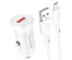 ЗУ в прикуриватель BOROFONE BZ18 QC,FCP,AFC, 3A USB-A + кабель USB-A на microBM, белое (48/192)